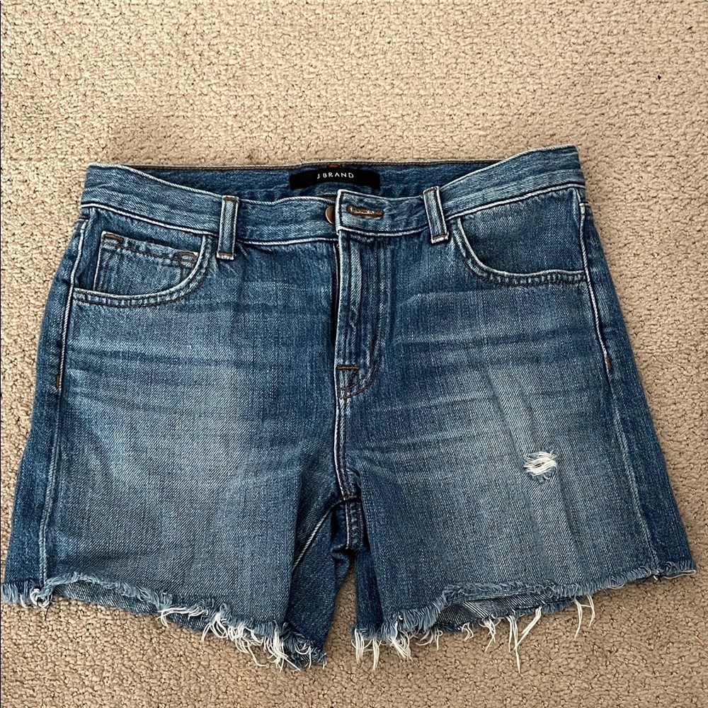 J Brand Distressed Blue Denim Shorts